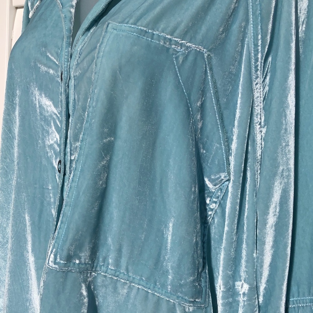 We The Free Plush Velvet Top in Light Blue - Picture 5 of 10